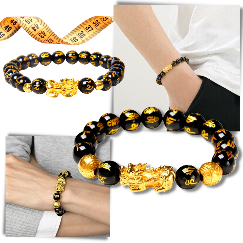 Schwarz & Gold Obsidian Armband
