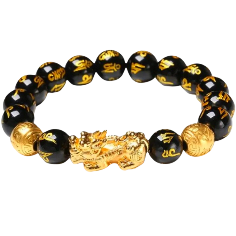 Schwarz & Gold Obsidian Armband