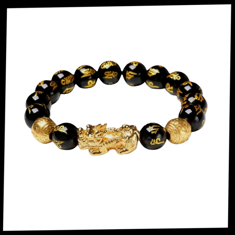 Schwarz & Gold Obsidian Armband