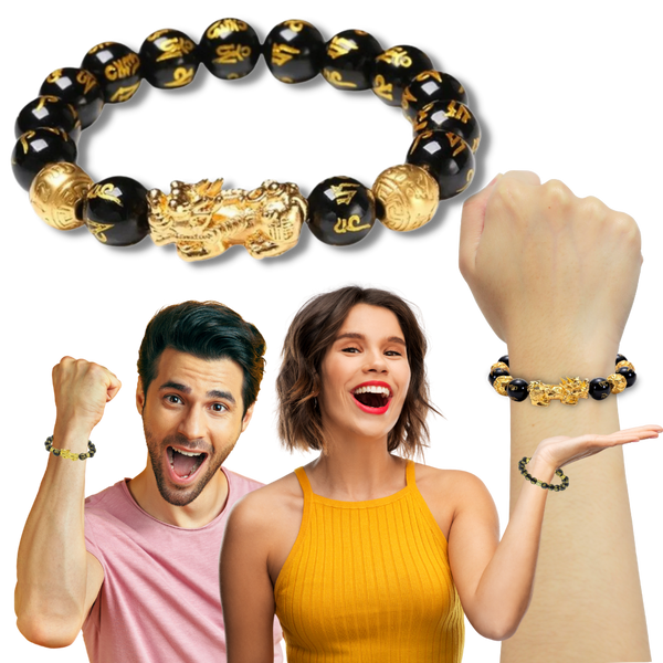 Schwarz & Gold Obsidian Armband