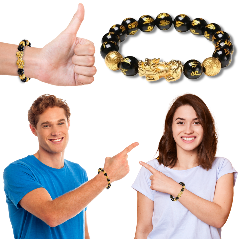 Schwarz & Gold Obsidian Armband