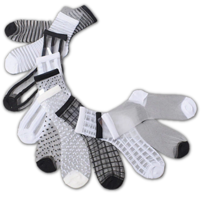 (10 Paare) Transparente Modesocken für Frauen