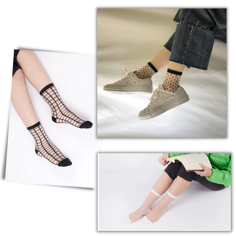 (10 Paare) Transparente Modesocken für Frauen