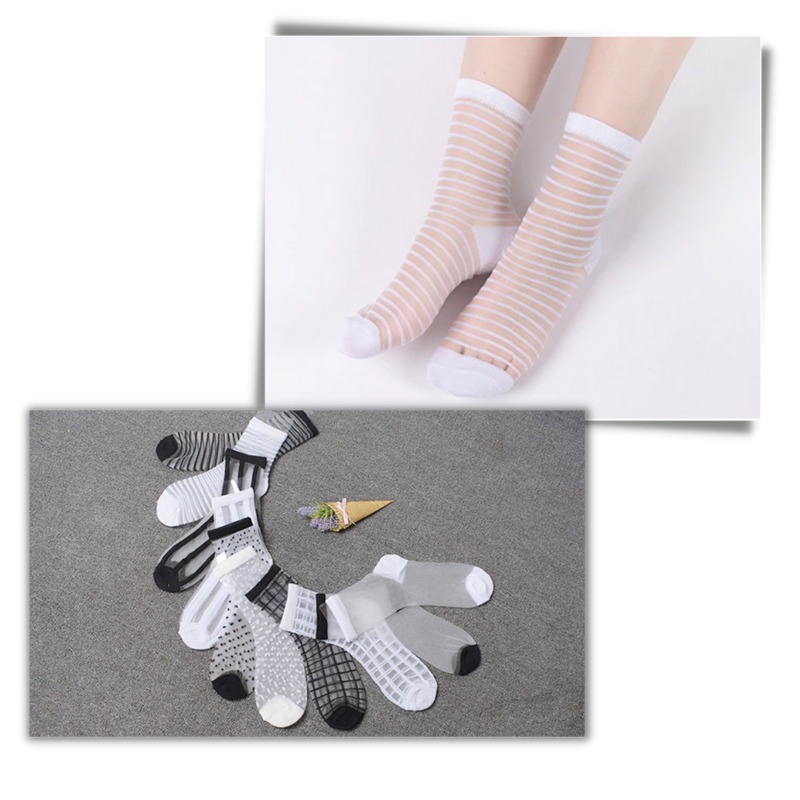 (10 Paare) Transparente Modesocken für Frauen