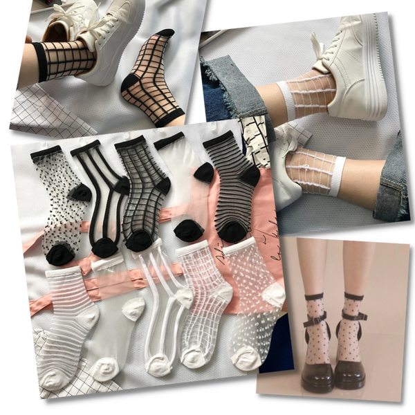(10 Paare) Transparente Modesocken für Frauen