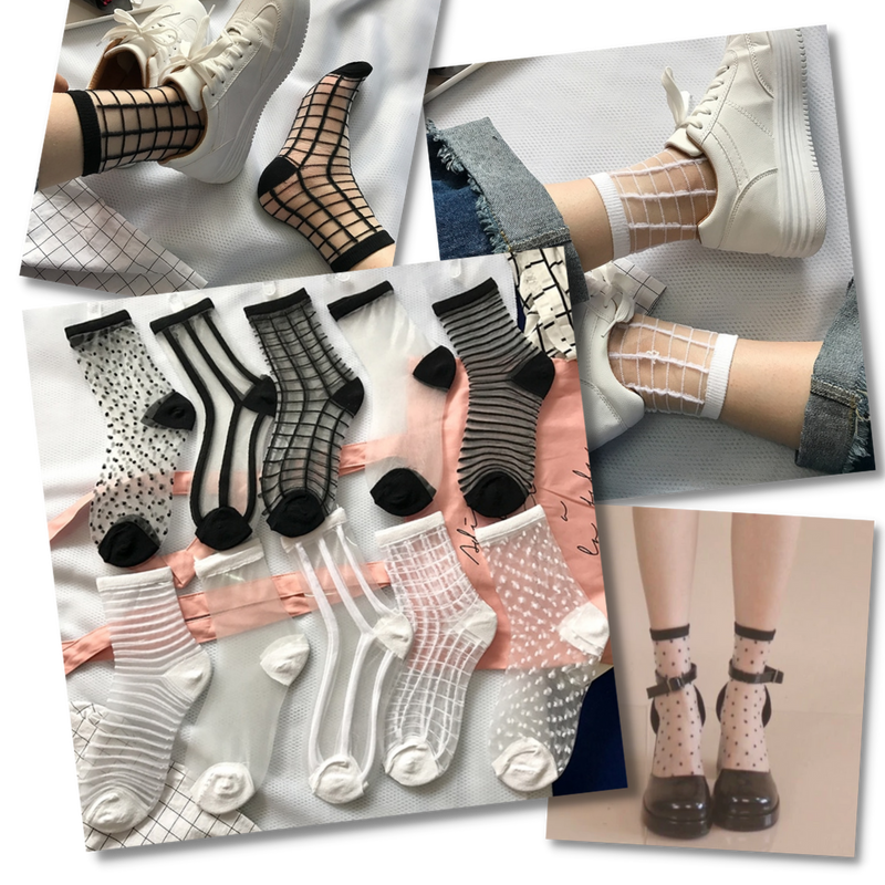 (10 Paare) Transparente Modesocken für Frauen