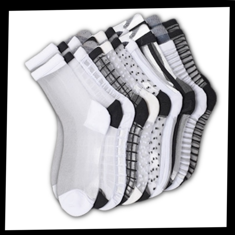 (10 Paare) Transparente Modesocken für Frauen