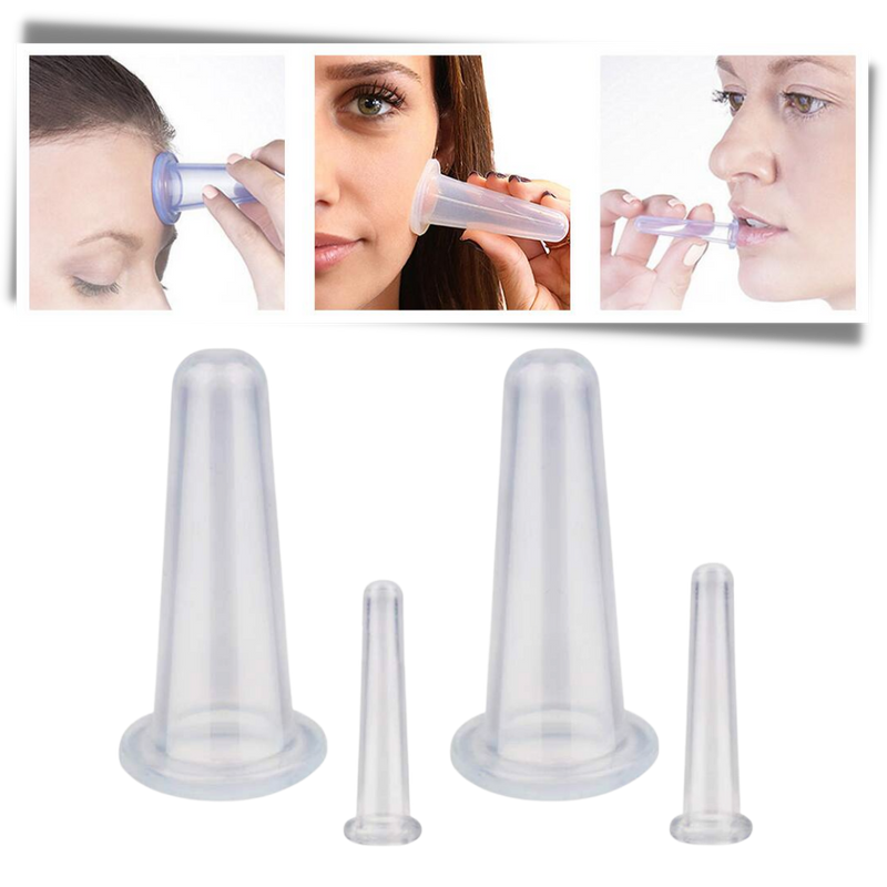 4 Silikontassen für Gesichtsmassage Schröpfen