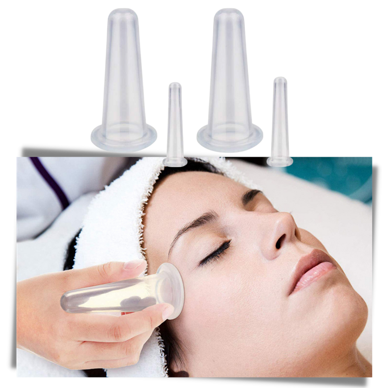 4 Silikontassen für Gesichtsmassage Schröpfen