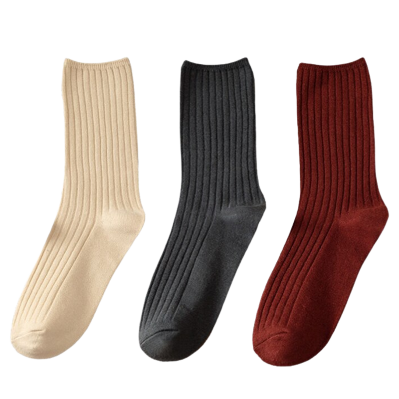 3 Paar gerippte Baumwollsocken für Frauen