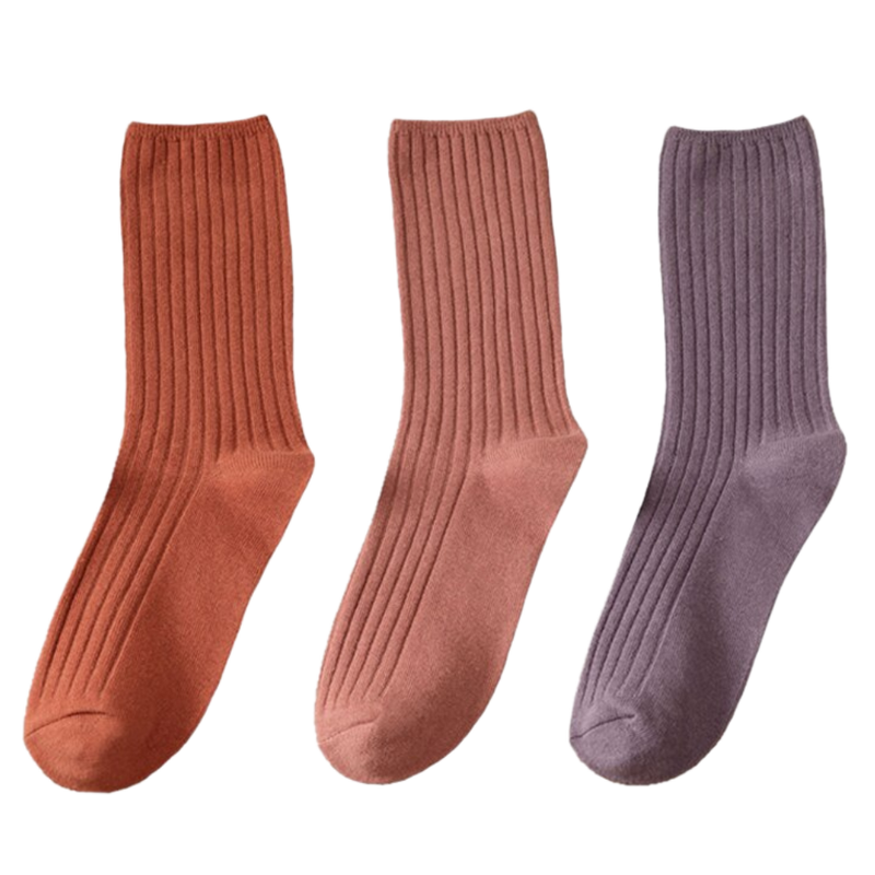 3 Paar gerippte Baumwollsocken für Frauen