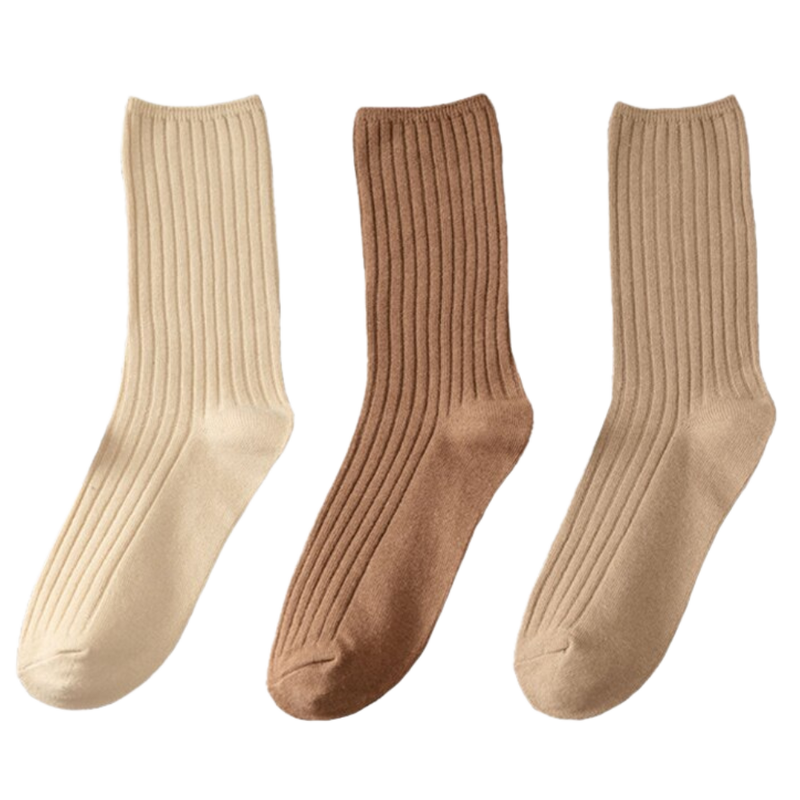 3 Paar gerippte Baumwollsocken für Frauen