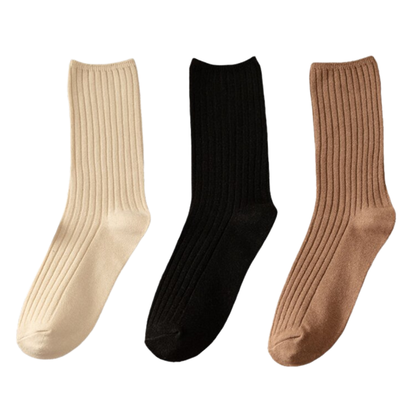 3 Paar gerippte Baumwollsocken für Frauen