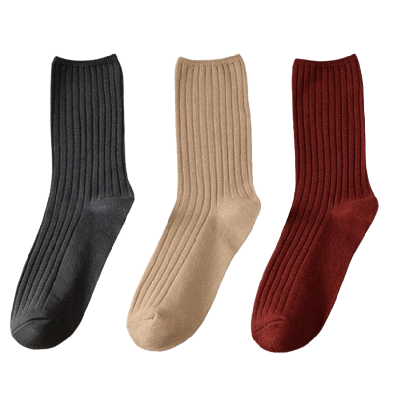 3 Paar gerippte Baumwollsocken für Frauen