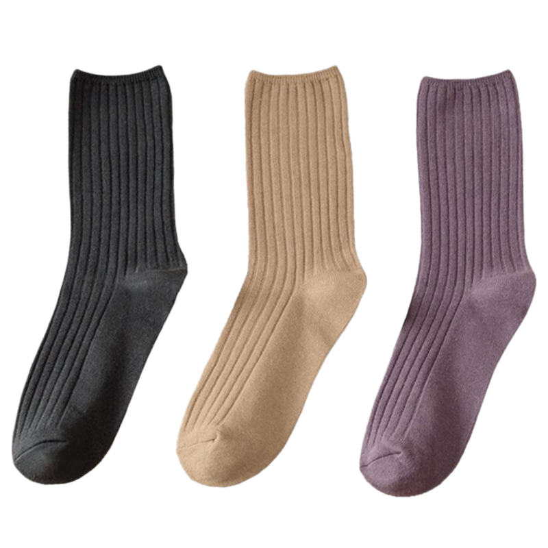 3 Paar gerippte Baumwollsocken für Frauen