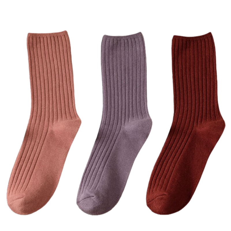 3 Paar gerippte Baumwollsocken für Frauen