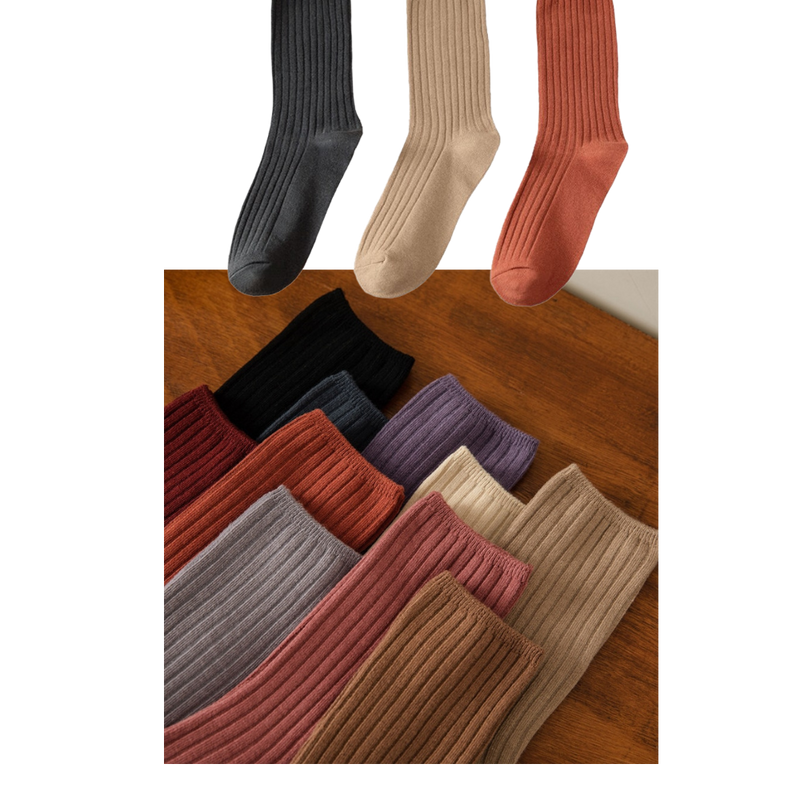 3 Paar gerippte Baumwollsocken für Frauen