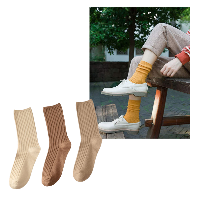 3 Paar gerippte Baumwollsocken für Frauen