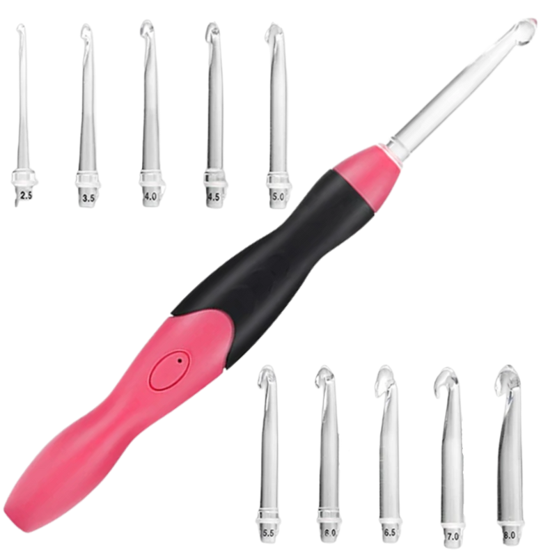 Set mit ergonomischen LED-Häkelnadeln