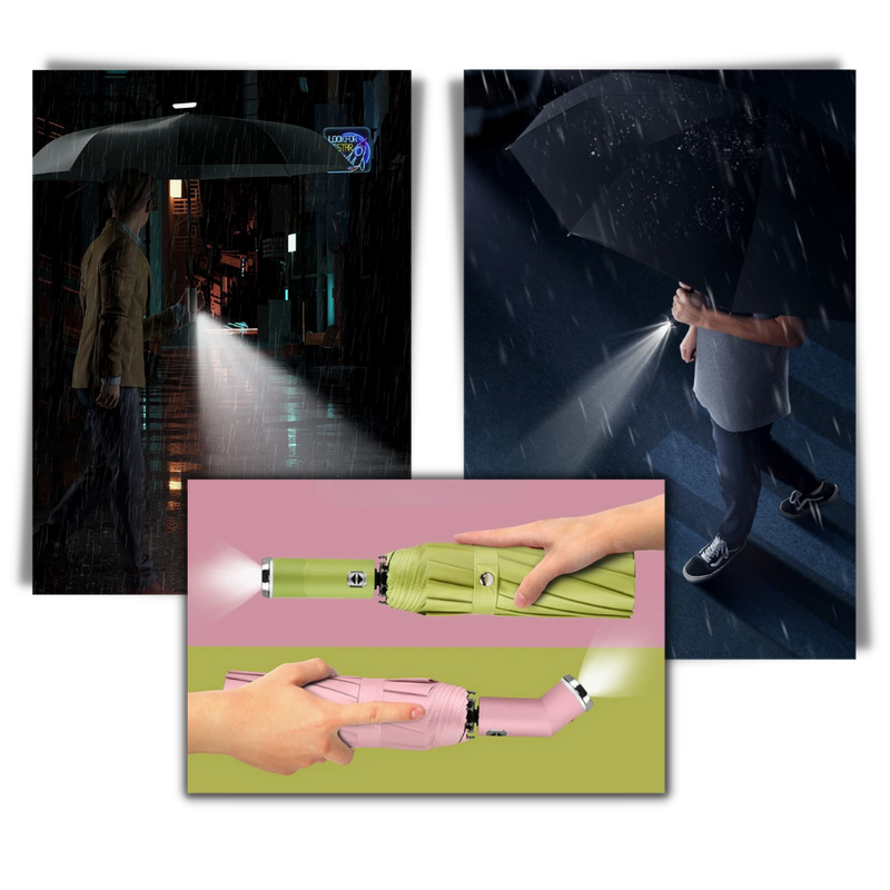 Winddichter LED Sonnen- und Regenschirm