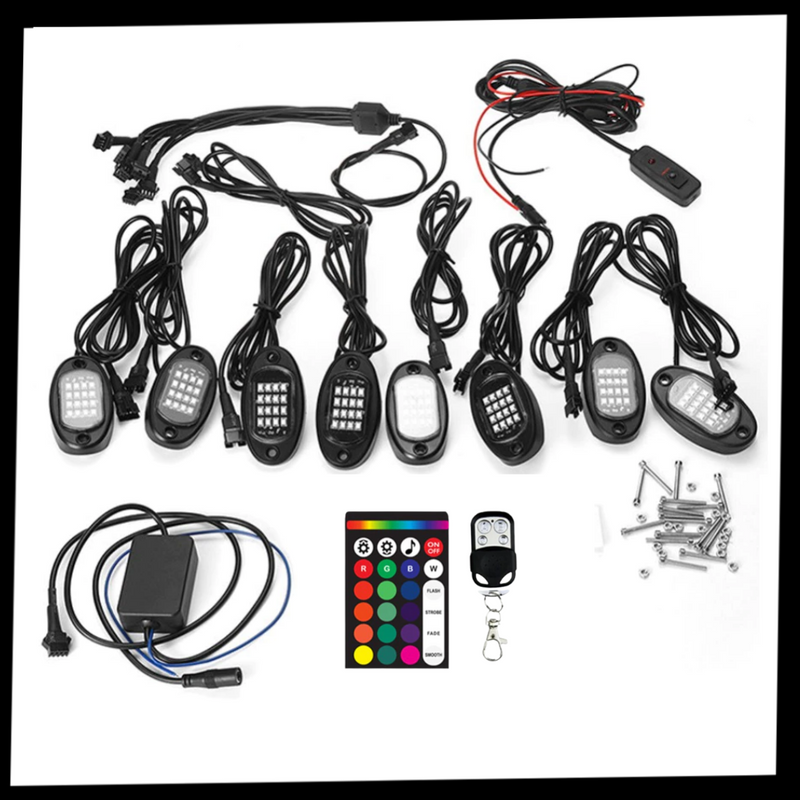Packung mit 8 RGB-Leuchten für Fahrzeuge