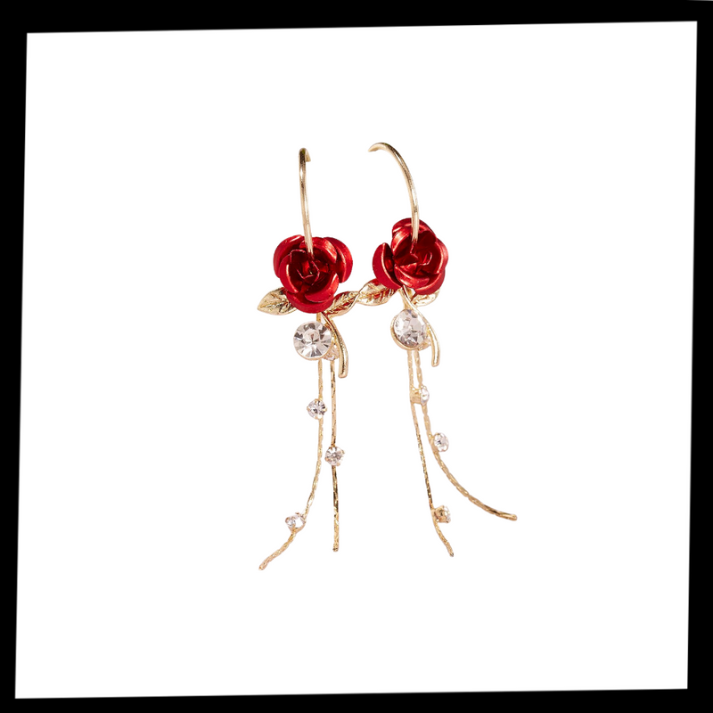 Rose Ohrringe mit Quaste