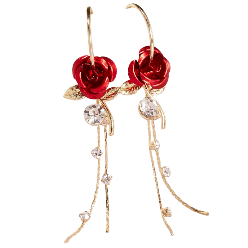 Rose Ohrringe mit Quaste