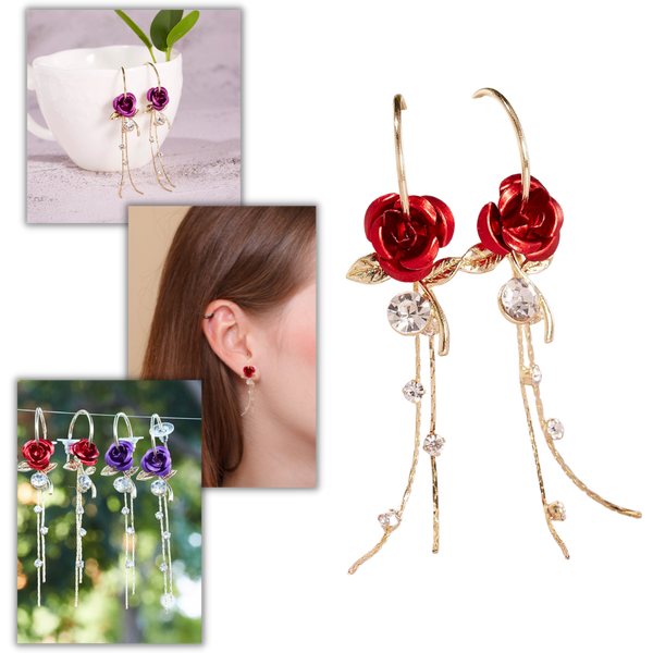 Rose Ohrringe mit Quaste