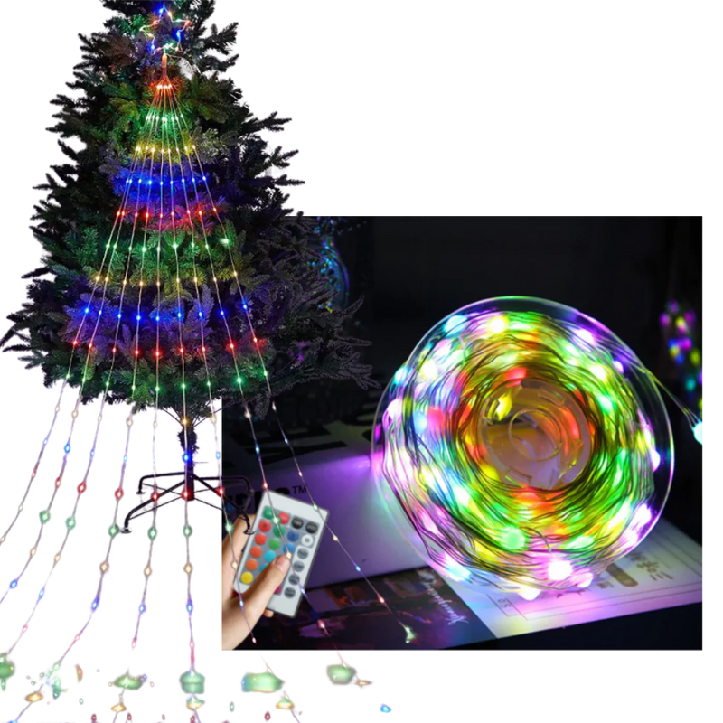 Weihnachtsbaum Wasserfall Lichterketten