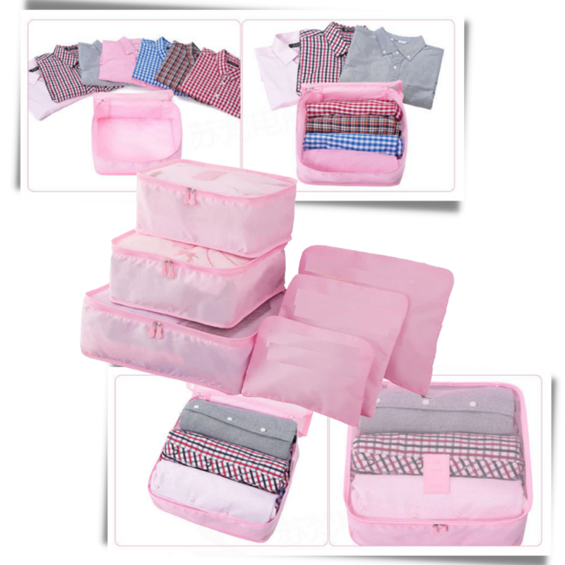 Set mit 6 kleinen Reisetaschen für Koffer