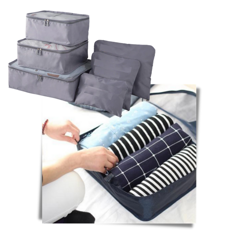 Set mit 6 kleinen Reisetaschen für Koffer