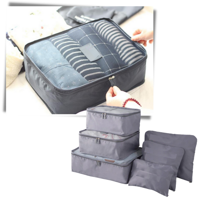 Set mit 6 kleinen Reisetaschen für Koffer
