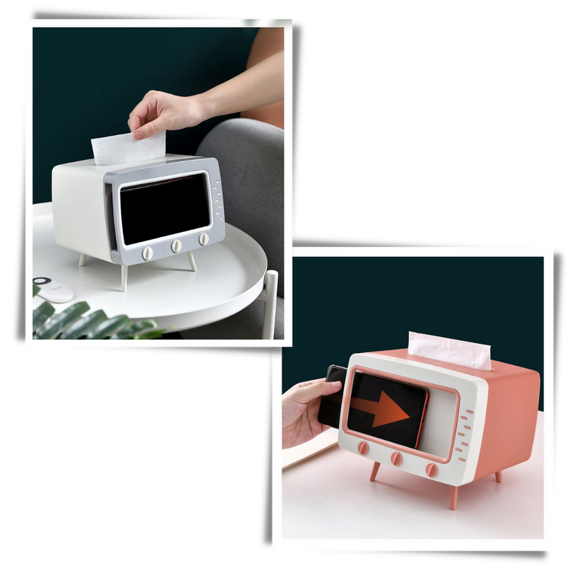 Papierhandtuchspender mit Telefonhalterung