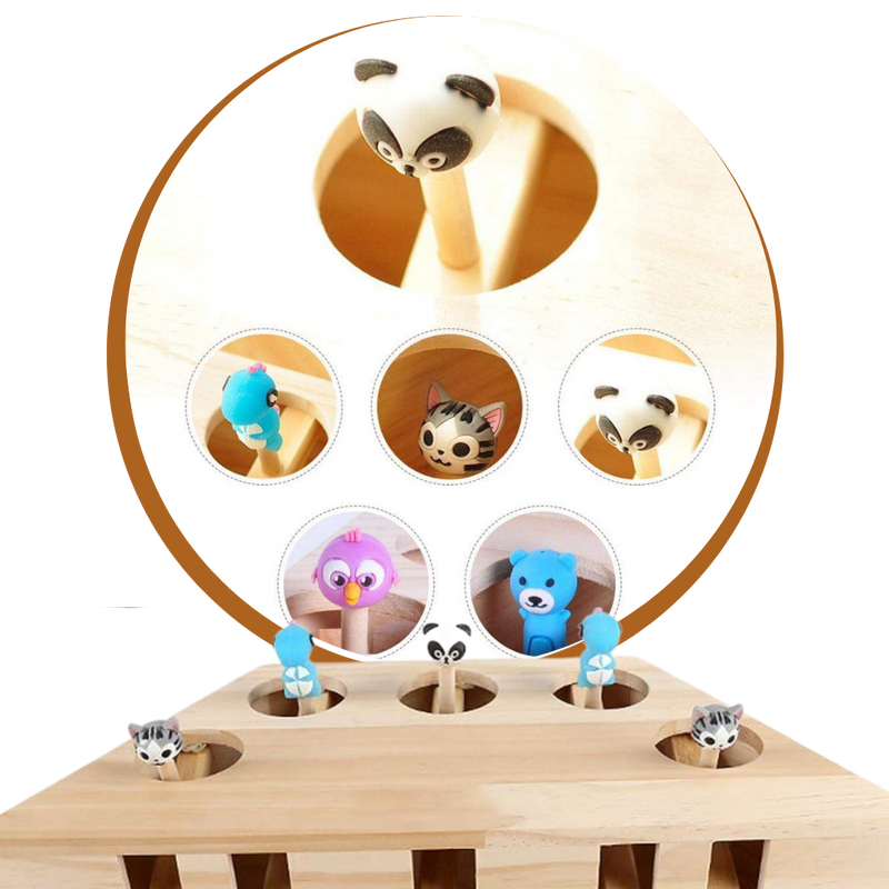 Interaktives Katzenspielzeug mit 5 Löchern aus Holz