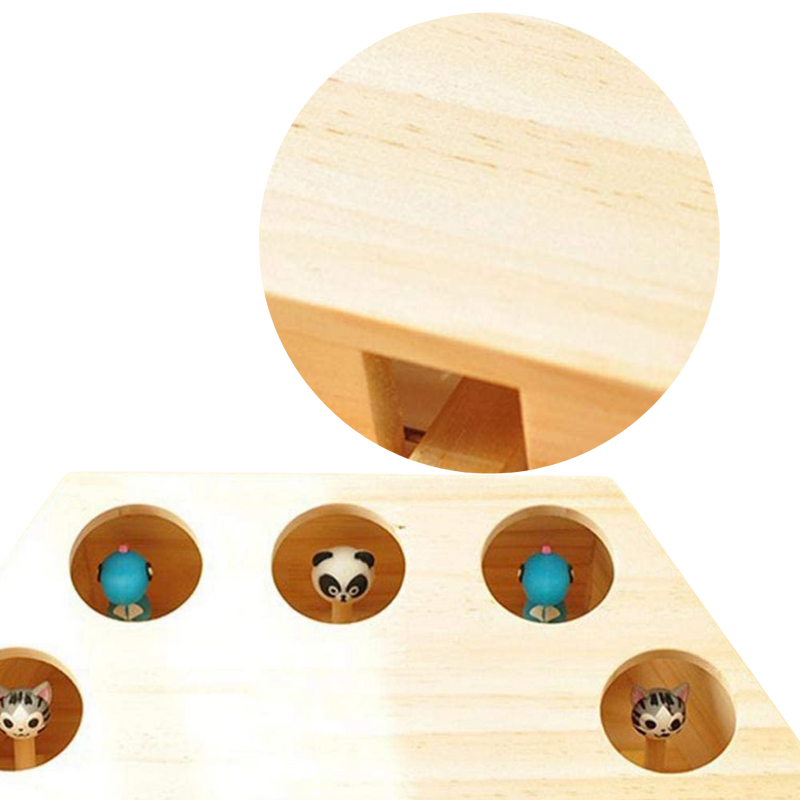 Interaktives Katzenspielzeug mit 5 Löchern aus Holz