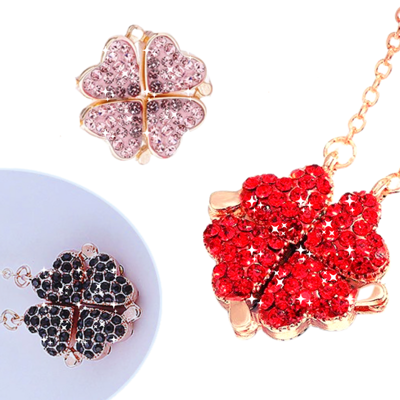 Verstellbare 4-Blatt-Kleeblatt-Herz-Halskette