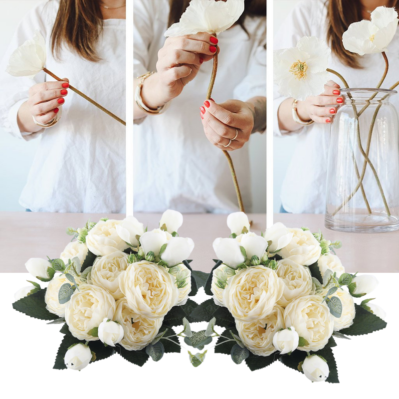 Künstliche Seidenpfingstrose und Rosen Blumenstrauß