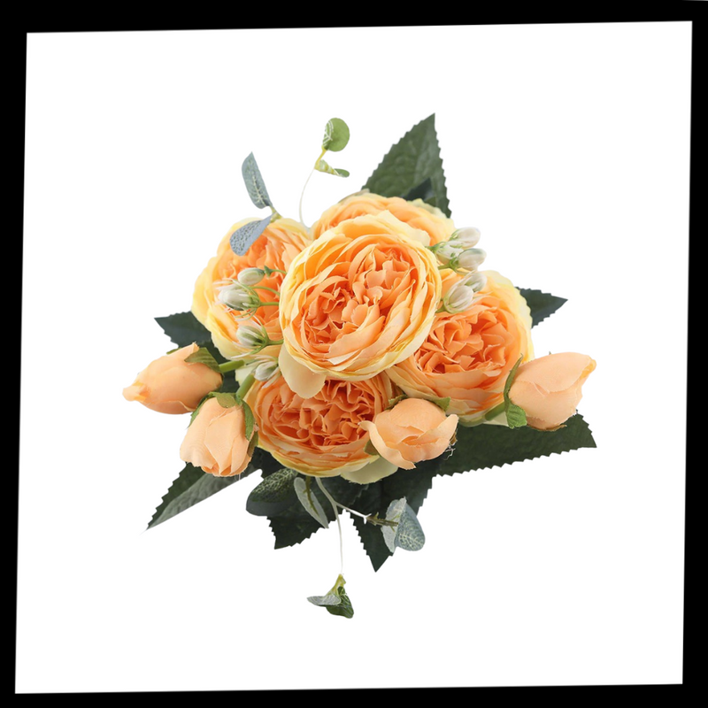 Künstliche Seidenpfingstrose und Rosen Blumenstrauß
