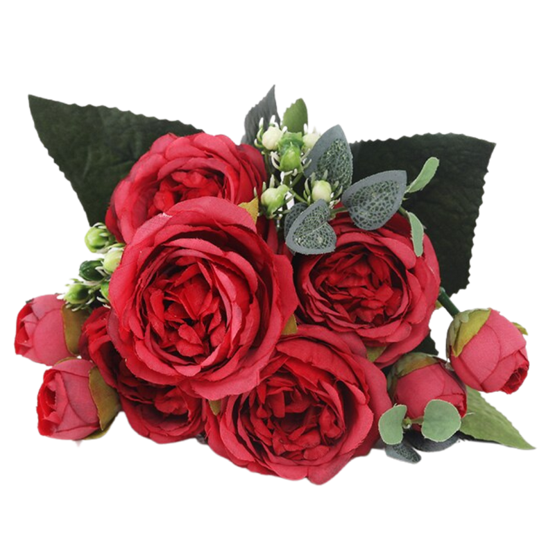 Künstliche Seidenpfingstrose und Rosen Blumenstrauß
