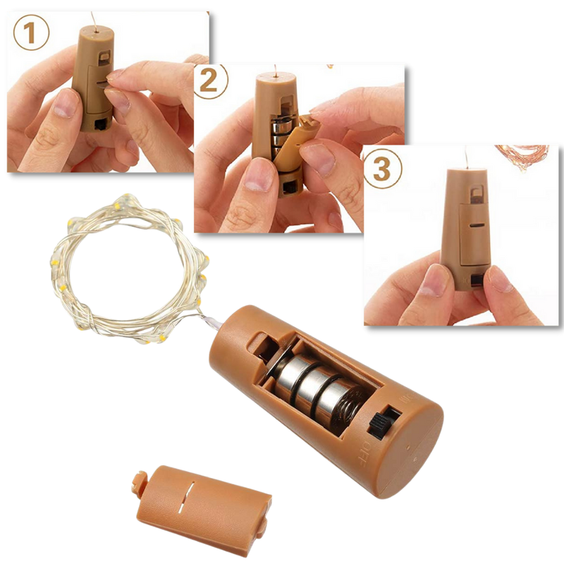 Flaschen Lichterkette LED mit Korken (3er Pack)
