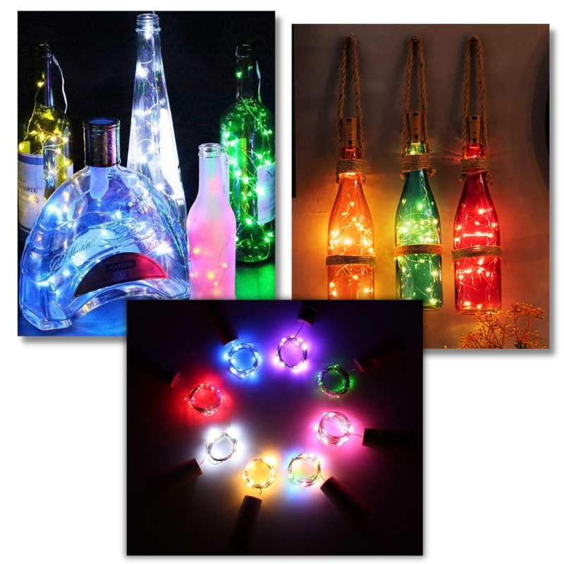 Flaschen Lichterkette LED mit Korken (3er Pack)