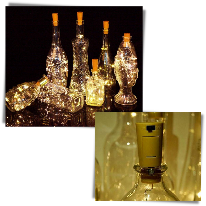 Flaschen Lichterkette LED mit Korken (3er Pack)