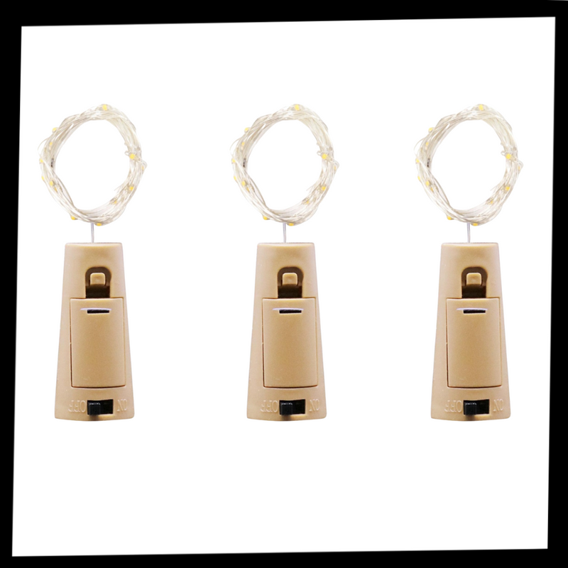 Flaschen Lichterkette LED mit Korken (3er Pack)