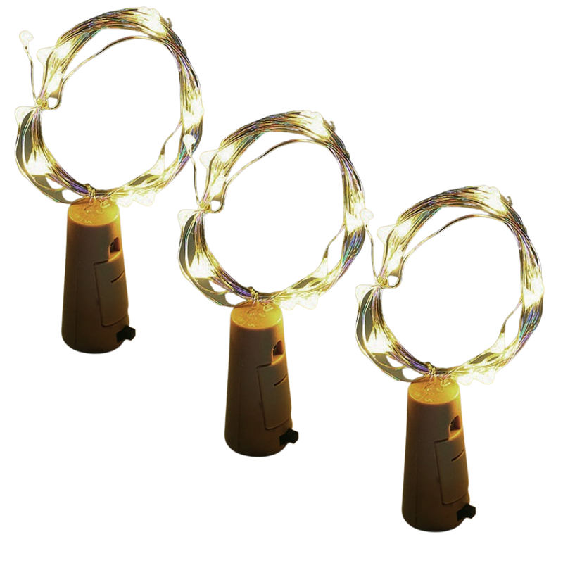 Flaschen Lichterkette LED mit Korken (3er Pack)