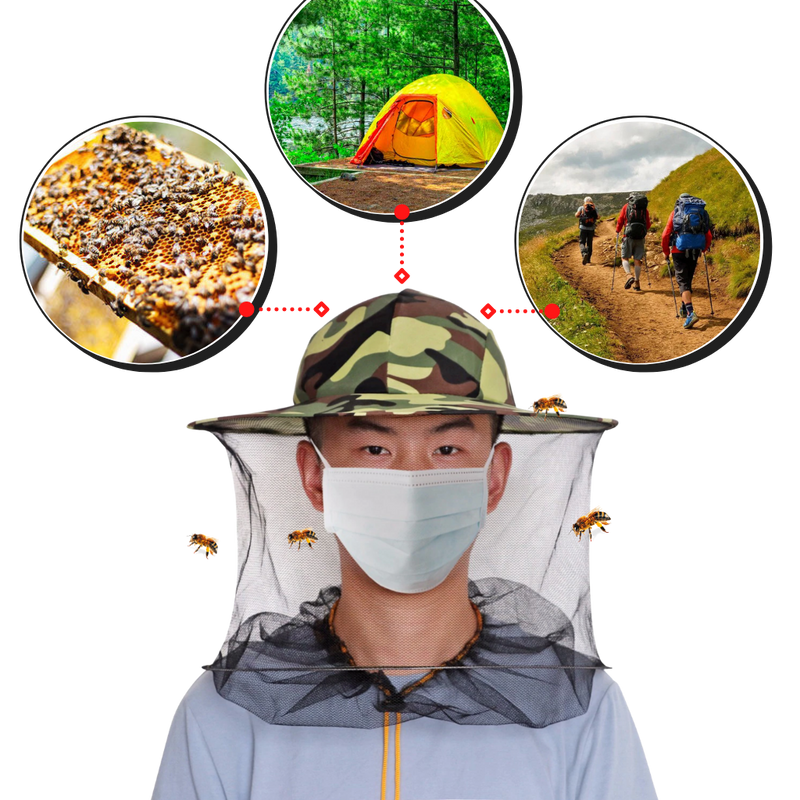 Camouflage Imkerhut mit Nylon-Netzschleier
