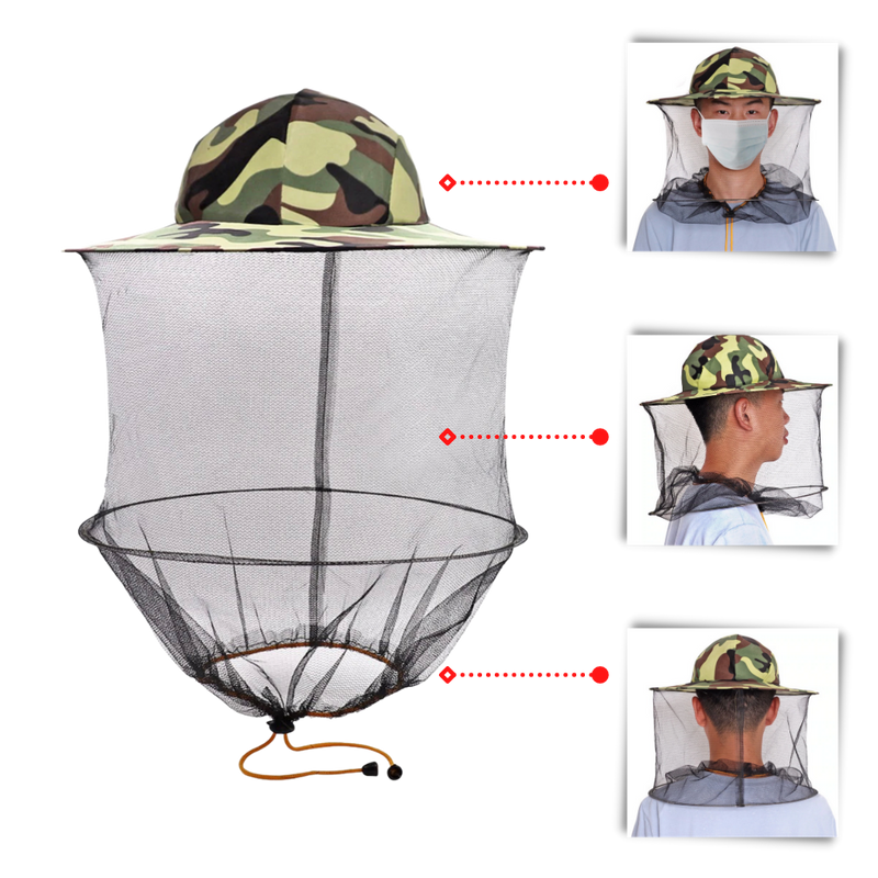 Camouflage Imkerhut mit Nylon-Netzschleier
