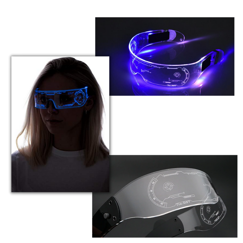 Leuchtende Brille mit bunten LED-Lichtern