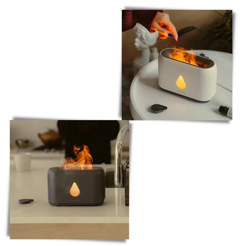 Luftbefeuchter mit Flammeneffekt