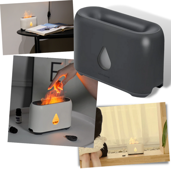 Luftbefeuchter mit Flammeneffekt