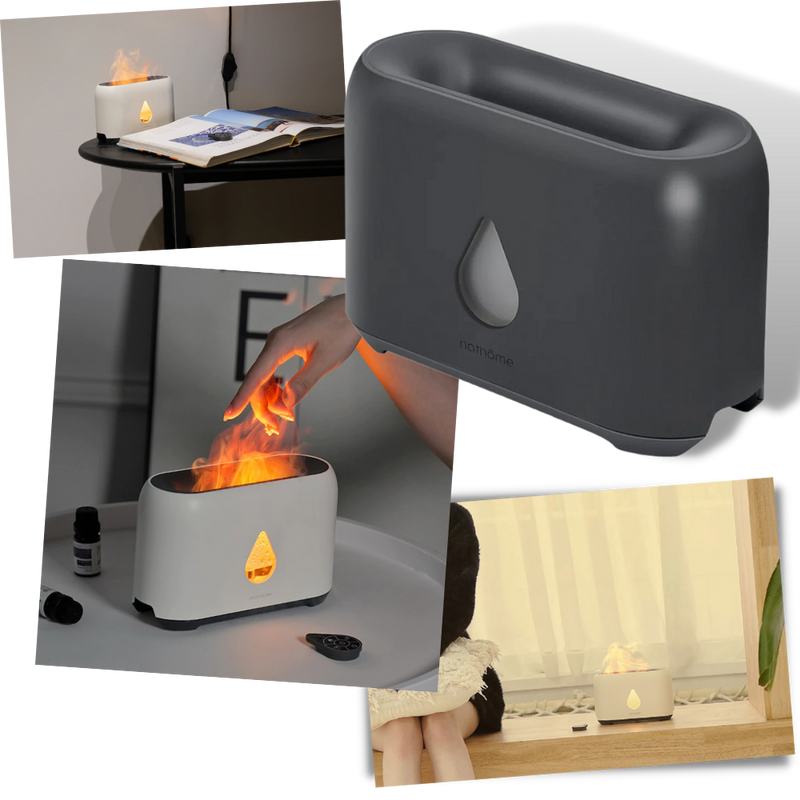 Luftbefeuchter mit Flammeneffekt